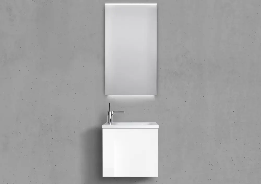 Gäste Badmöbel Set, Waschtisch 50x25cm, Design Spiegel LED Bestpreis