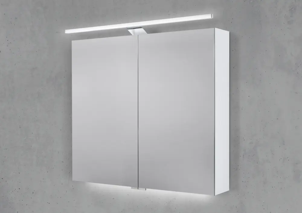Bestseller Spiegelschrank 80 cm mit MULTI Light LED Beleuchtung, Doppelspiegeltüren