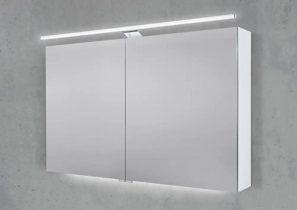 Spiegelschrank 110 cm mit LED Beleuchtung, Doppelspiegeltüren Neue Kollektion