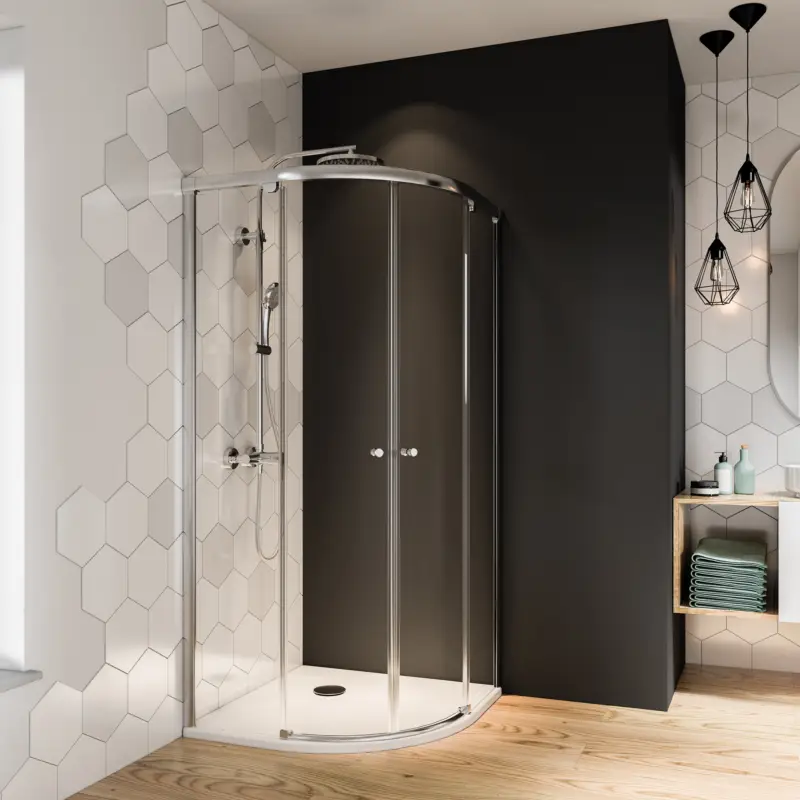 Zertifiziert BREUER Fara 6 Runddusche Schiebetür 4-teilig, Radius 550