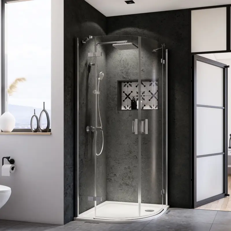 Mega-Angebot BREUER Panorama Runddusche Drehtür 4-teilig, Radius 500