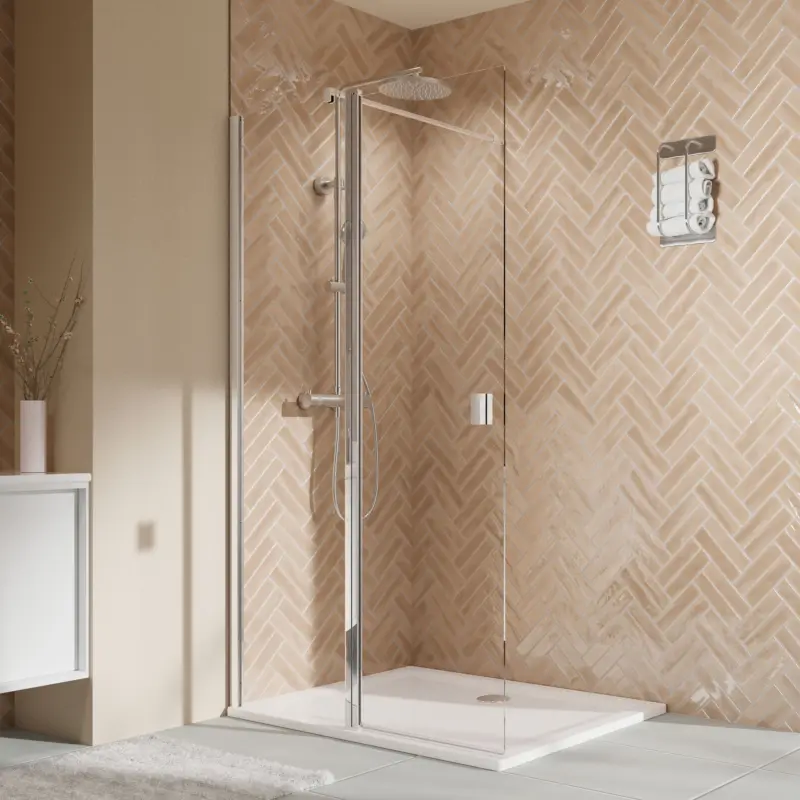 BREUER Elana 2.0 eckig Duschwand mit beweglichem Element in Flucht, Anschlag links Kracherpreis