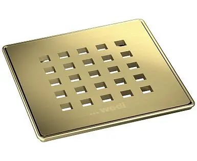wedi Fundo® Ablaufabdeckung 5.1 quadratisch, Edelstahl massiv V2A gebürstet ,PVD Beschichtung, metallic gold Highlight