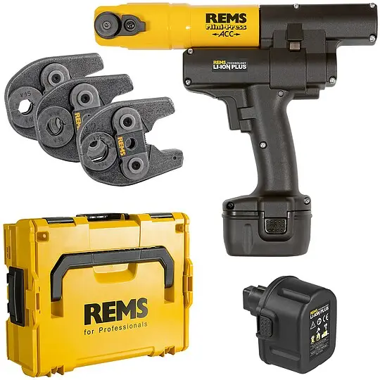 Radial-Pressmaschine Mini-Press ACC + Kunststoff-Systemkoffer + 3 Stk. Presszangen Mini V 15, 18, 22 + 2. Akku 14,4 V Direkt Vom Hersteller