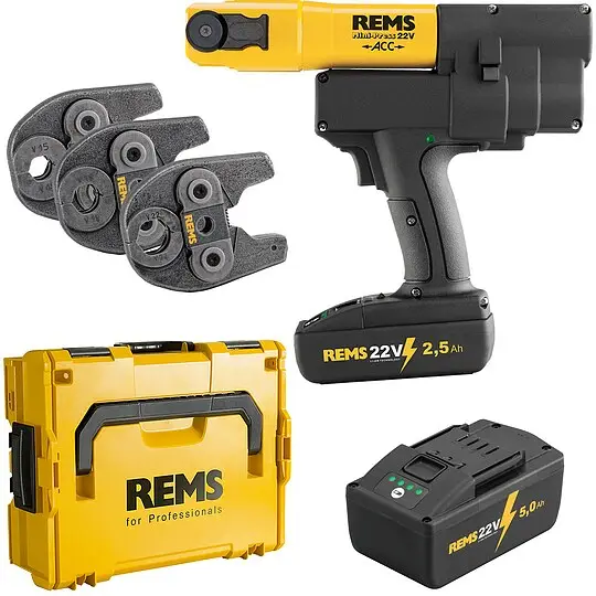Radial-Pressmaschine Mini-Press 22 V ACC + Kunststoff-Systemkoffer + 3 Stk. Presszangen Mini V 15, 18, 22 + 2. Akku 22 V Billig