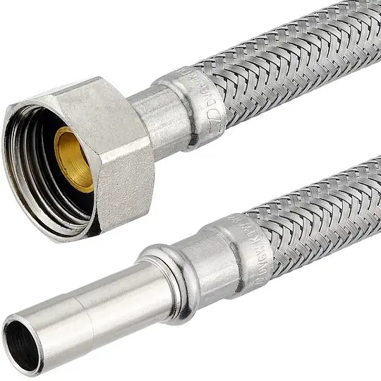 Flexibler Verbindungsschlauch - 1 x Überwurfmutter 1/2'' mit Dichtung und 1 x Rohrstutzen 10 mm - Länge 500 mm Zertifiziert