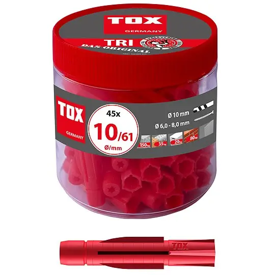 TOX Allzweckdübel Tri 10 x 61 mm in Runddose - 45 Stück - 010260081 Rabatt