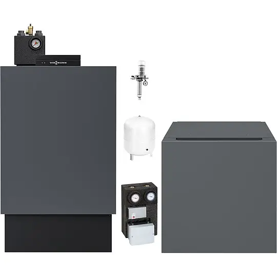 Ausverkauf Viessmann Öl-Brennwert-Paket Vitoladens 300-C 28,9 kW 2-stufig mit Regelung Vitotronic 200, Mischermodul und 160l Edelstahl-Speicher untergestellt - Z022557