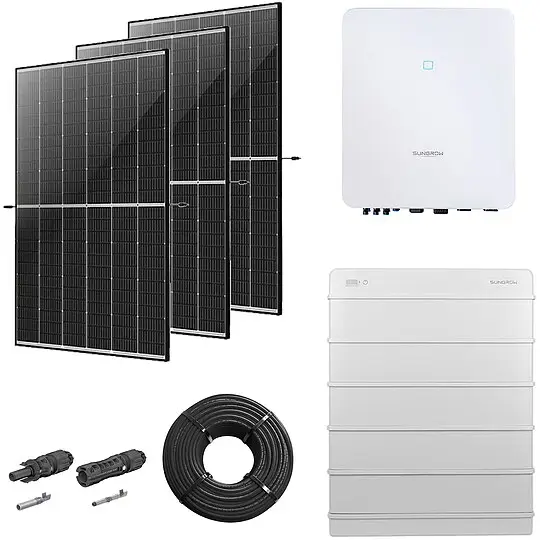 Photovoltaik-Paket 8 kWp mit Sungrow Wechselrichter 8 kW + Stromspeicher 16,0 kWh, 20 Solarmodulen Glas-Glas black frame Bestseller