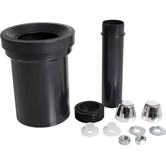WC-Anschlussgarnitur mit Abflussrohr 110 mm mit verchromten Kappen - Ablaufstutzen außen Bestpreis