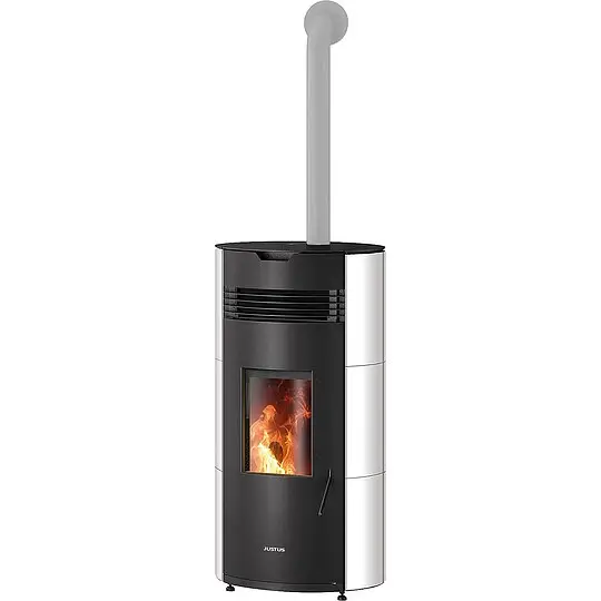 Pelletofen Justus Norta, Seidenweiß / Stahl schwarz, 8 kW - 7944 87 Knallerangebot