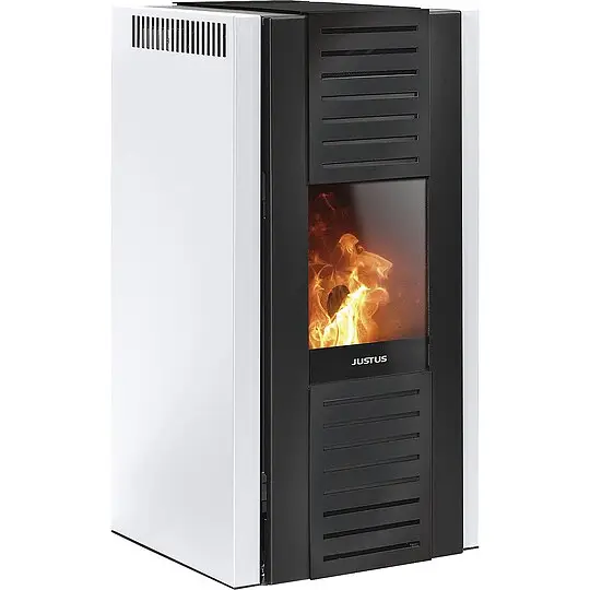 Pelletofen Justus Sirkos Aqua 2.0, wasserführend, Seidenweiß / Stahl schwarz, 9,4 kW - 7973 87 Mega-Angebot