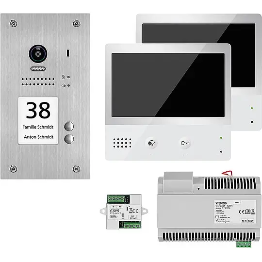 Neuheit Video-Türsprechanlage VT200 Unterputz - mit 1xTürsprechstelle, 2xTaste 2xTouch-Komfort-Innenstation