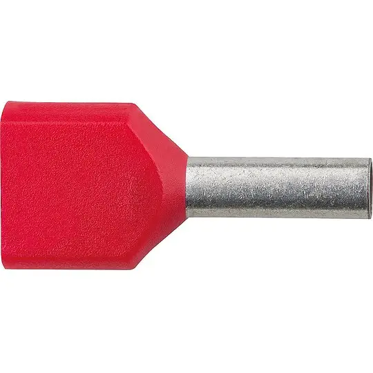 Finale Aktion Zwillings-Aderendhülsen isoliert 1,5 mm² x 16 mm, rot - 500 Stück