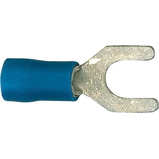 Kabelschuh in Gabelform isoliert, 100 Stück, blau - 2,5 mm², 4,3 mm Markenprodukt