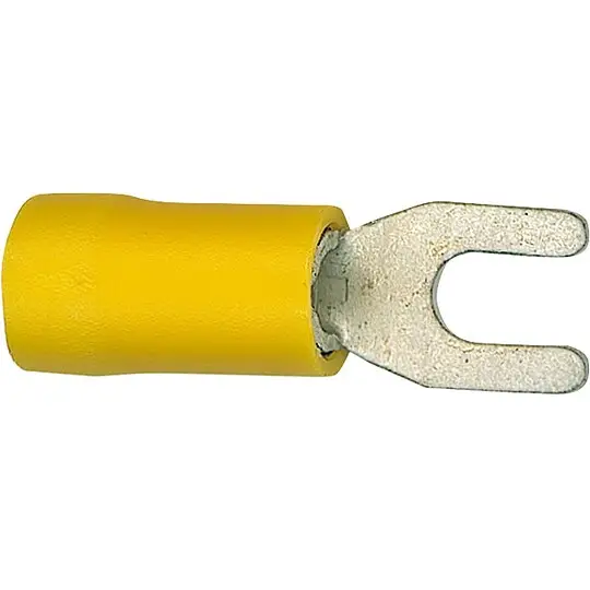 Kabelschuh in Gabelform isoliert, 100 Stück, gelb - 4,0 mm²-6,0 mm², 6,4 mm Ausverkauf