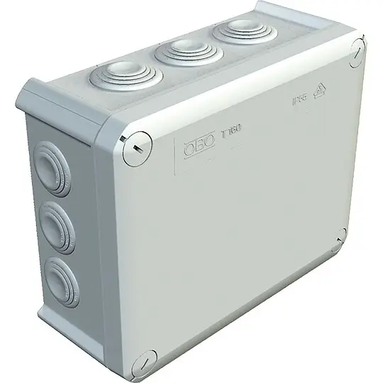 Abzweigkasten Thermoplast, 7 x M25 + 5 x M32, IP66, lichtgrau - Maße 176 x 135 x 67 mm Gratis Versand