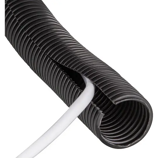 Neue Kollektion Kunststoffwellrohr geschlitzt PP-mod, NW 37 schwarz - Rolle 25m