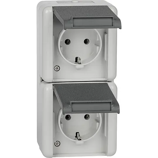 Aufputz-Steckdosen, senkrecht Jung 822 W / WG 800 - 2-fach Markenprodukt