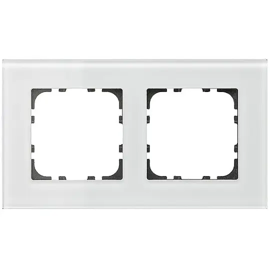 Glasrahmen Taster 2-fach für 55 mm Programme, Weiß Schneller Versand
