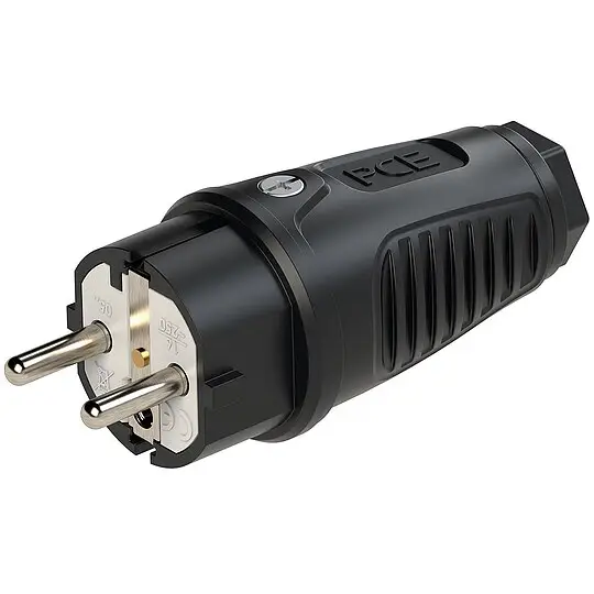 Neu Schutzkontaktstecker Gummi(schwarz) - mit Schutzleiterkontakt