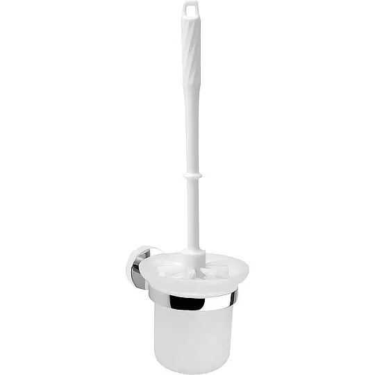 Neu Im Sortiment WC-Bürstengarnitur EIGHT, Glas rund milchig, Griff Kunststoff weiß, Bürste weiß