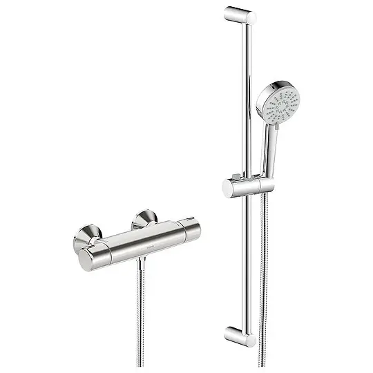 Brausethermostat-Set Hansabasic, Brausestange 700 mm, Handbrause u. Brauseschlauch - 55150131 Kostenloser Versand