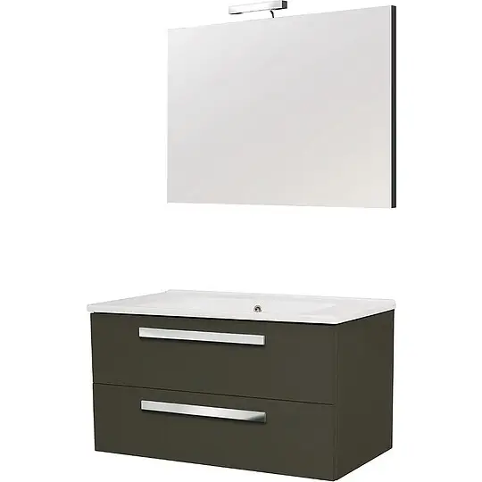 Sonderaktion Evenes Badmöbel-Set EDIA Serie MAB, graphit Hochglanz, 2 Auszüge, Breite 853mm - 93 258 11