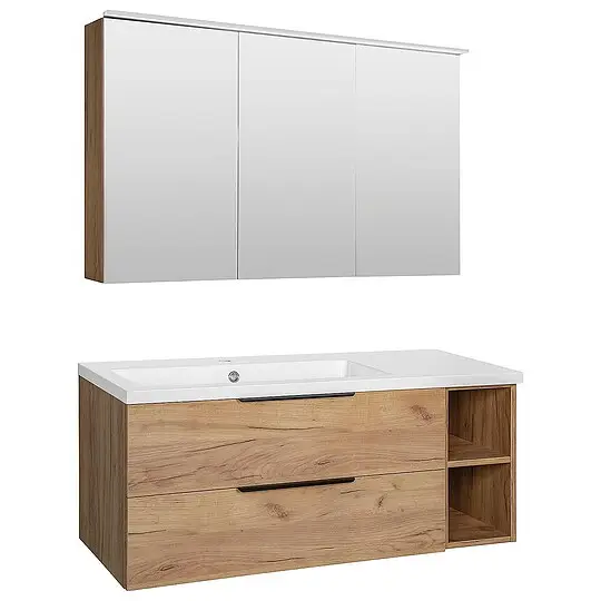 Bestpreis Badmöbel-Set Lossa, 2 Auszüge, 2 offene Fächer, asteiche cortina - 93 229 18