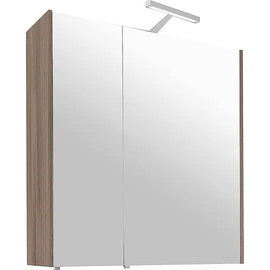 Spiegelschrank mit Beleuchtung Hanf Ulme, 2 Türen, 700 x 750 x 188 mm Knallerangebot