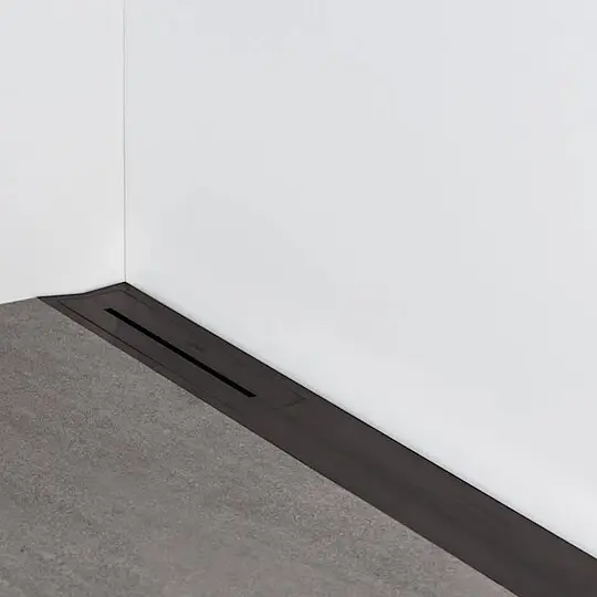 Combia Duschrinne flach, drehbarer Seitenablauf, Duschprofil Edelstahl schwarz chrom gebürstet, Flach-Siphon, Länge 1200 mm (auch kürzbar) Direkt Vom Hersteller