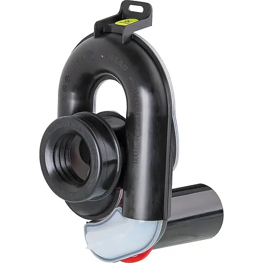 PE-Urinal-Absaugsiphon schwarz, Abgang waagrecht, höhenverstellbar um 65 mm - für DN 50 Rohr Zertifiziert