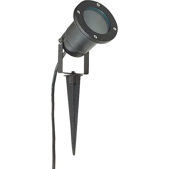 Neue Ware LED Außenleuchte mit Erdspieß rund, mit GU10 Sockel, IP54, schwarz matt - 92 x 92 mm