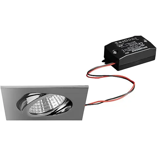 Brumberg LED Einbaustrahler, 230V, 6W, 3000K, 640 lm, eckig, chrom - mit Netzteil - 82 x 82 x 2 mm Zertifiziert