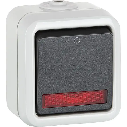 Neu Aufputz-Kontrollschalter PEHA IP44, grau, Ausschalter D622 WAB GLK