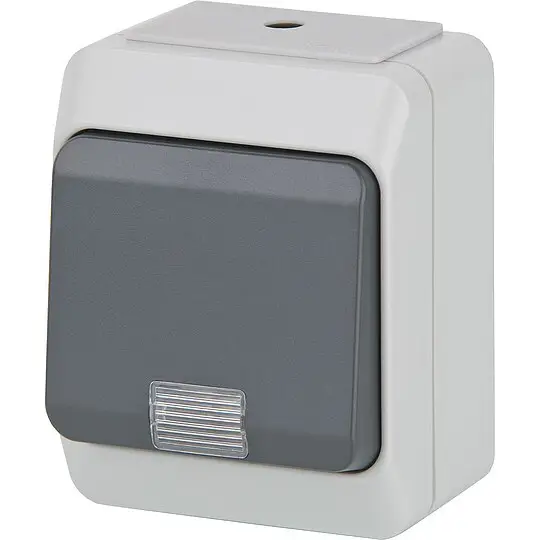 Aufputz-Wechselschalter Nortic IP44 mit Kontrolllampe - 75 x 60 x 60 mm Kostenloser Versand