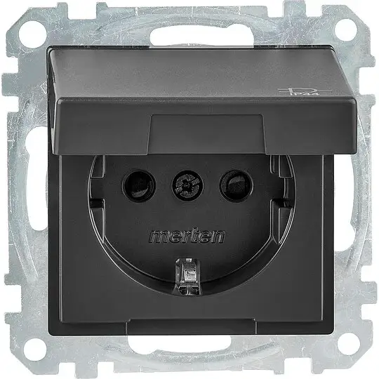Kostenloser Versand Schuko-Steckdose Merten mit Klappd., System M,IP44,anthrazit