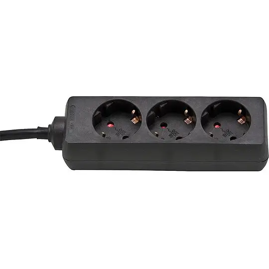 3-fach Steckdose Zuleitung schwarz - 230V, 16A - 1,4 m Mega-Angebot