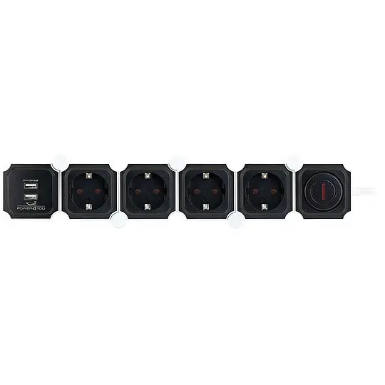 Nur Heute 6-fach Flexible Steckdosenleiste schwarz - 1,5 m