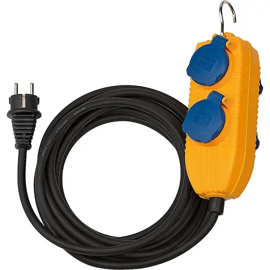 Wochenendangebot 2-fach Baustellenkabel Typ IP54 mit Powerblock, schwarz - 10 m