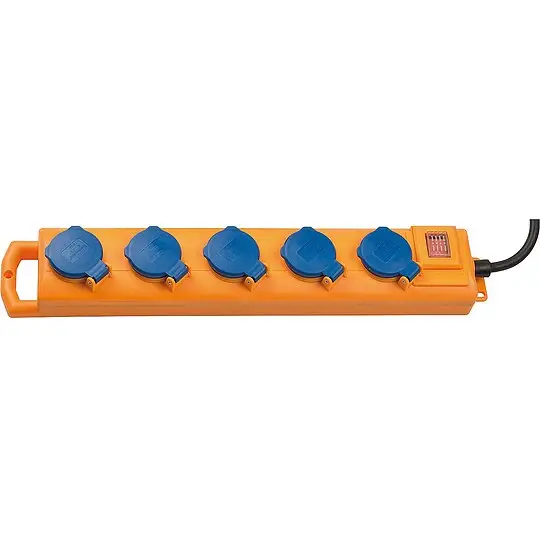 5-fach Steckdosenleiste IP54, H07RN-F3G1,5, mit Kabeldeckel - 2m Highlight