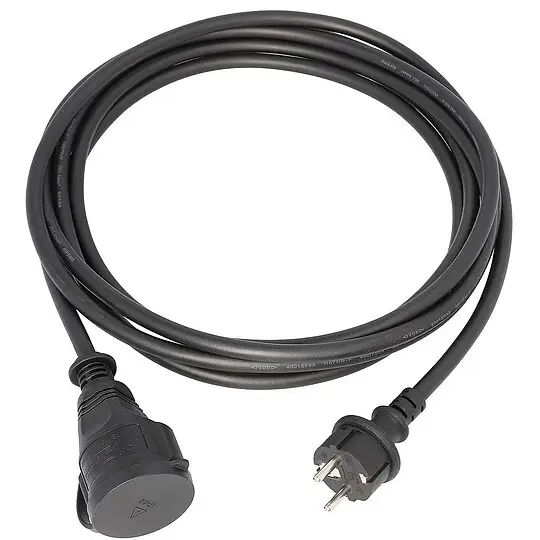 Echt Verlängerungskabel Gummi H07RN-F 3x1,5 mm², 5m, schwarz