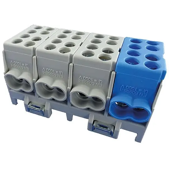Neue Kollektion Hauptleitungs-Abzweigklemme - 3x grau, 1x blau 8x Eingang 25 mm² / 8x Ausgang 25 mm²