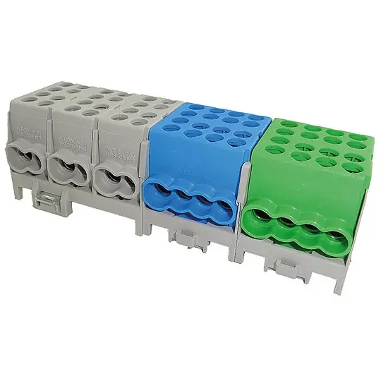 Hauptleitungs-Abzweigklemme - 3x grau, 1x blau, 1x grün 8x Eingang 35 mm² / 18x Ausgang 25 mm² Kostenfreie Lieferung