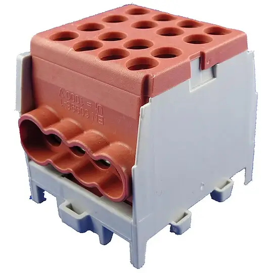 Hauptleitungs-Abzweigklemme - braun, 1-polig 2x Eingang 35 mm² / 6x Ausgang 25 mm² Super-Preis