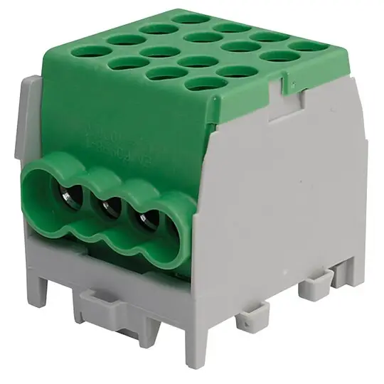 Hauptleitungs-Abzweigklemme - grün, 2x Eingang 25 mm² 6x Ausgang 16 mm² Echt