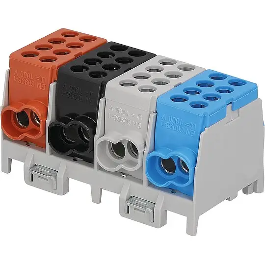 Sonderangebot Hauptleitungs-Abzweigklemme - 1x braun, schwarz, grau, blau 8x Eingang 35 mm² / 8x Ausgang 25 mm²