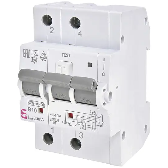 Meistverkauft ETI Brandschutzschalter KZS-AFDD 3M2p, 2-polig, Typ A, B10 / 0,03A, unverzögert, REG
