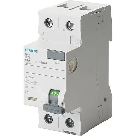 Begrenztes Angebot FI-Schutzschalter Siemens, 2-polig, Typ A, 40A, 30 mA, 5SV3314-6