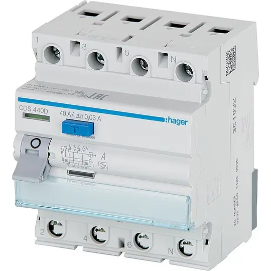 FI-Schutzschalter Hager 40A, 30 mA, 4p SSK CDS440D Top-Seller